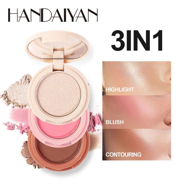 Cross Border New Han Daiyan Handaiyan High Gloss Gloss Blusher Shadow Shadow Facelift Placa três em uma cor por atacado de maquiagem