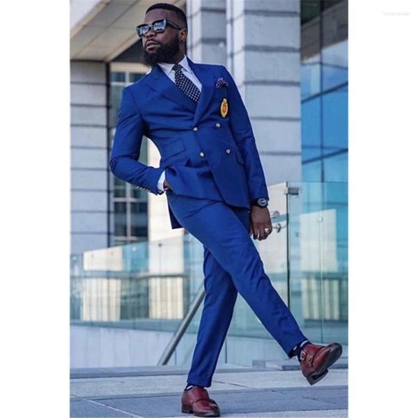 Ternos masculinos Blue Royal Blue Double Double de alta qualidade Ventra Ingna Fronteiro Blazer formal Business 2 peças calças de jaqueta Full Set