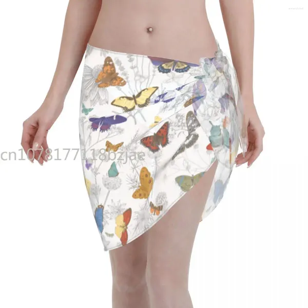 Butterflies Flores Mulheres encobrimento de praia embrulhando chiffon calwear pareo cachecol de sarongue biquíni ups saias de banho de banho