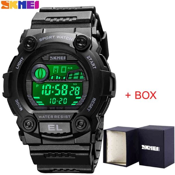 Relógios Digital Men's Watches Skmei Sport Relógio de cronógrafo de fitnetrônico LED Relógio de pulso à prova d'água com caixa de relógio masculino x0524 3352