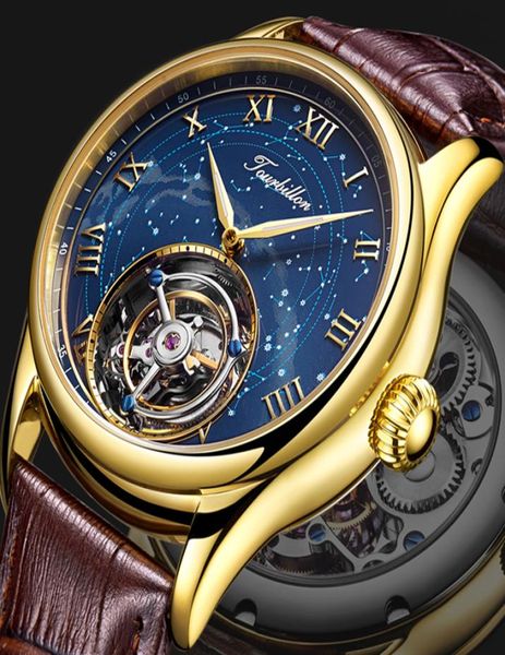 Guanqin 100 Real Tourbillon Mens orologi Meccanico Orologio Top Brand Luxury Men Waterproof Sapphire Relogio Masculino T200311400403