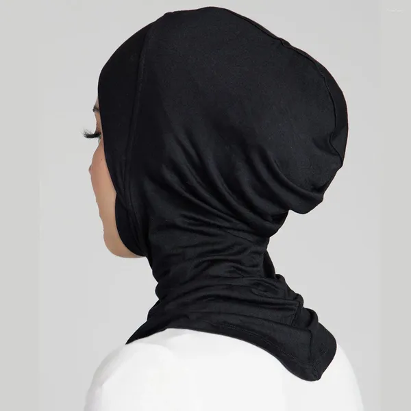 Lenços lenços moles modal bandeira elástica hijab undercap color sólido capô de tamanho grande tampa instantânea para mulheres turbano muçulmano subdcarf 42 38cm