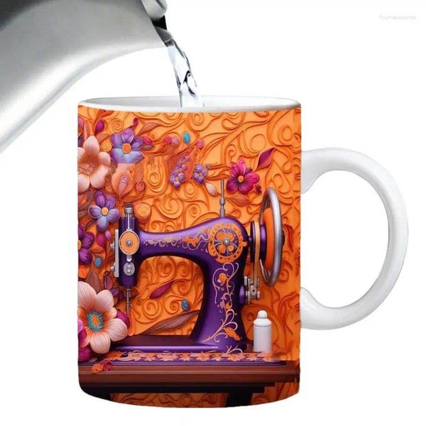 Canecas Creamic Creamic Machine Cop Coffee Reutilable Caneca Floral 3D para sala de estar em casa