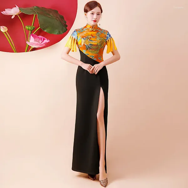 Caminhada étnica Mostrar Cheongsam 2024 Primavera Chinesa Jovem China-Chic Modelo Elegante Performance Vestido Mulheres QIPAO