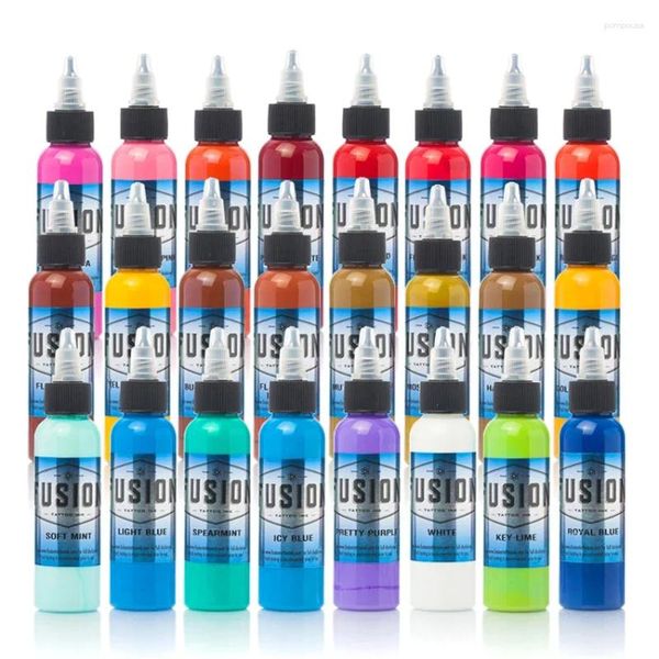 Inchiostri tatuaggi di alta qualità Fusion Ink Set Pigment 16 Colours 1 Oz.Kit di vernice a colori da 30 ml/bottiglia per