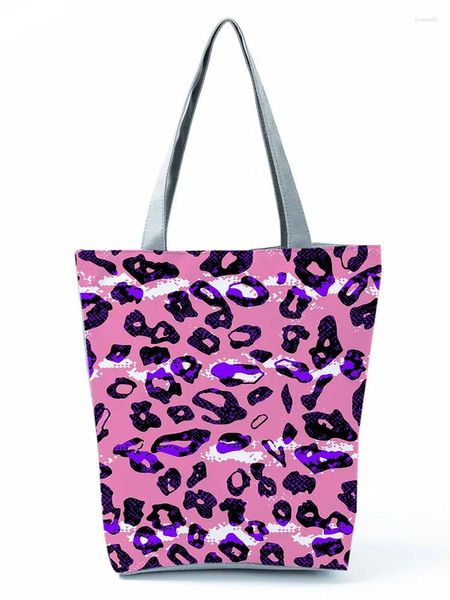 Bolsas de ombro bolsa de leopardo rosa Mulheres bolsa de moda camuflagem ao ar livre de alta capacidade de alta capacidade Padrão personalizado