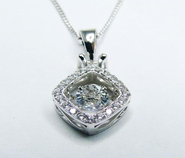 Hochwertiger CZ -Steinanhänger in 925 Sterling Silber Dancing Diamond Dancing CZ Frauen Anhänger Halskette für Verlobungsgeschenk 2105245594458