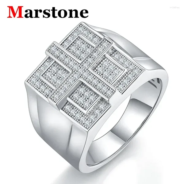 Rings de cluster Big Full Full Moissanite Men's Cross S925 Sterling Silver Plated Gold Gold Diamond Top de qualidade Top Ring para homens