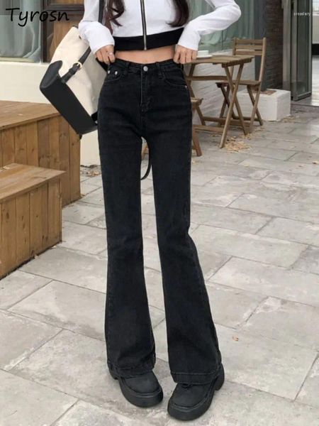 Frauen Jeans Flare Frauen elegant solide Denim Mode Simple Empire Design Freizeit Herbst All-Match Tender High Street Korean Style Style