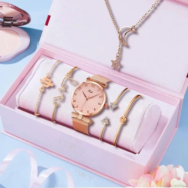Orologi da polso femminile femminile orologi l'elegante banda magnetica magnetica rosa donna guardano il braccialetto montre femme