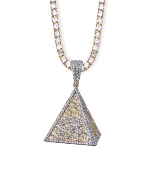 Collane a pendente hip hop occhio di horus egiziano collana piramide in oro colore gelso bling micro marciapiede zirconia cubica fascino per uomini gi2037658