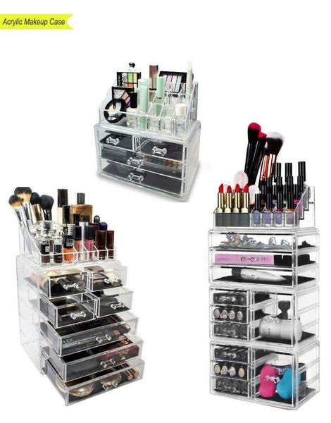 Case per trucco acrilico Caspers per organizzatori di gioielli cosmetici Box W Multi Drowers9296671