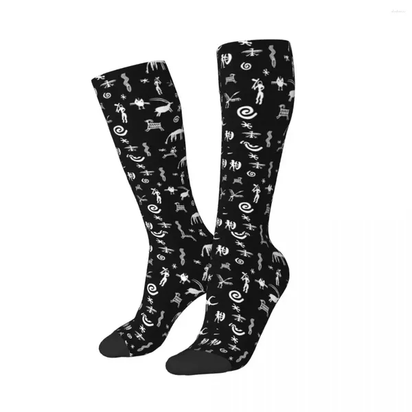 Meias masculinas Petroglyph Padrão Backgen Back Kokopelli Hopi Prind 3D Boy Girls Mid-Calf no tubo