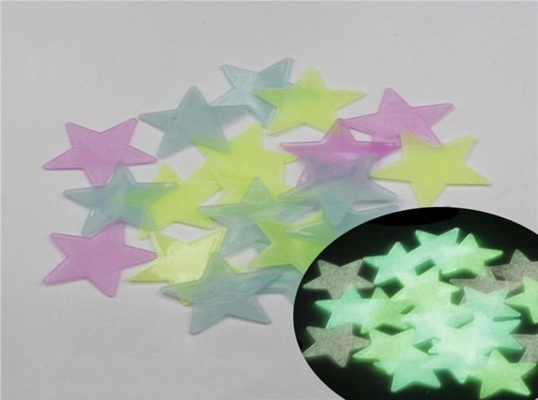 100 PCSSET 3D звезды светятся в темно -светящихся наклейках на стенах для детской комнаты для дома декор.