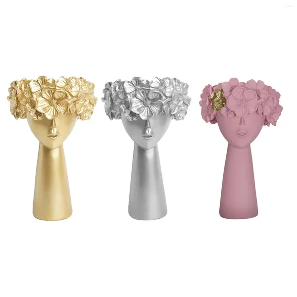 Vasi Girl Head Dry Flower Vase Statue Piante Succulente piantatore Pentola Desktop Soggiorno Armadietto Ornamento Regalo Ornamento