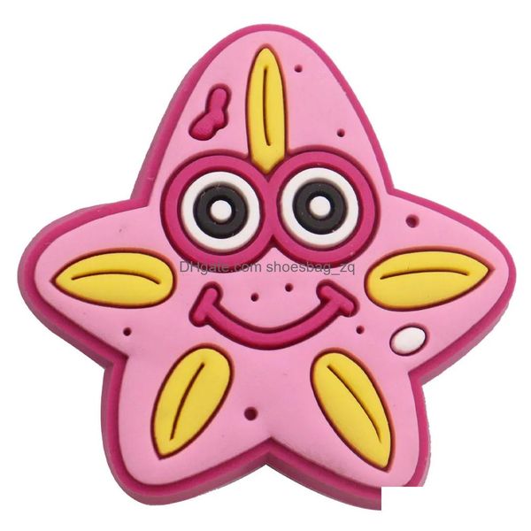 Gioielli MOQ 20pcs Pvc Cartoon Coral Cral Starfish Starfish Turtle Turtle Shote Decorazione Cancella Accessori Pinelli di intasamento Pulsini Deco Dhj1f