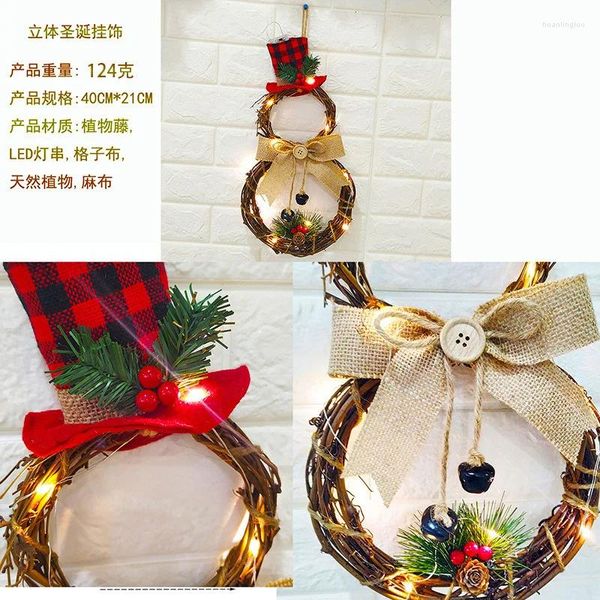 Decorações de Natal pingente liderou o boneco de neve de videira de vinha de cor de cor de cor de cor de barriga de Natal pendurada decoração de casa ornamentos da janela layout de cena