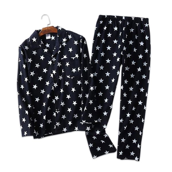 100% Cotton Sexy Stars Sexy Sets Set Men Sleep abbigliamento Autunno inverno Male pigiami Pijama Mano maschi