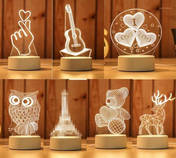 Regalo per fidanzata fidanzato 3D Lampada per ologram USB Acrylic Lights Party Prefere