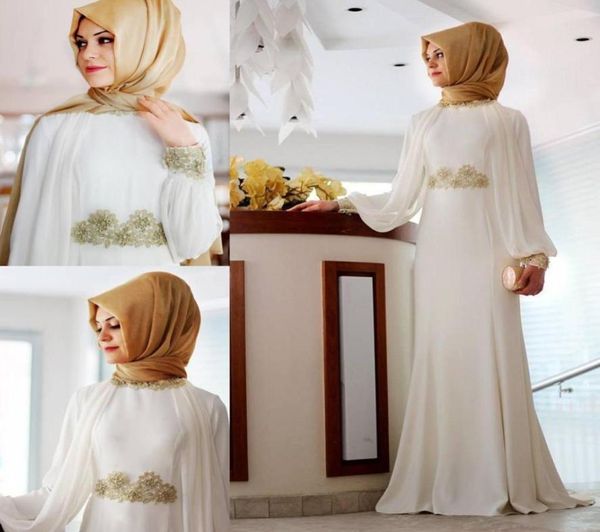 Vestidos de noite muçulmana de pescoço alto de mangas compridas com hijab miçangas sereia dubai baile de vestidos de provenção de vestidos especiais ocasy4362725