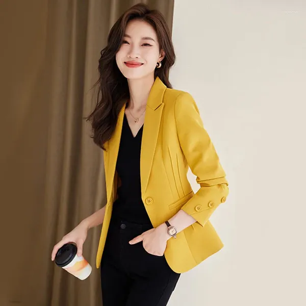 Ternos femininos Moda Moda Blazer formal Mulheres da primavera Casaco de outono 2024 Jaqueta de manga longa coreana Office Ladies Casual Casual Outerwear feminino