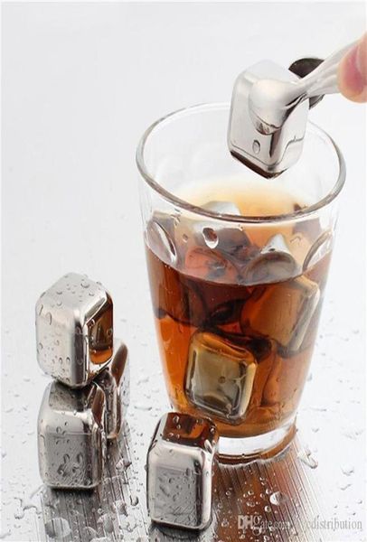 Cubos de gelo reutilizáveis ​​de aço inoxidável de metal pedras arrepiantes para o Whisky Wine Bar KTV Supplies Magic Wiskey Wine Cervey Cooler em A9861372
