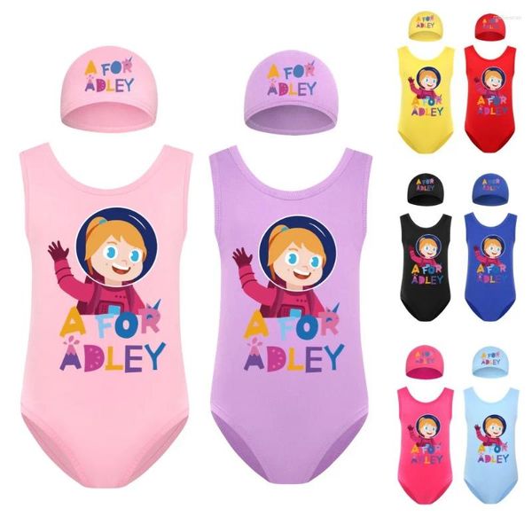 Set di abbigliamento per ragazze cartone animato da bagno carino a per Adley un pezzo di costumi da bagno monopezzo estate casual beachwear child costume abito da nuoto 2-14y