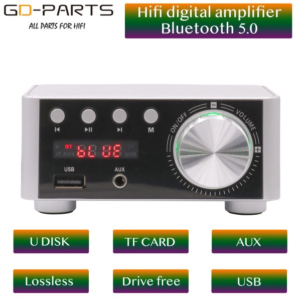 Verstärker Hifi Audio Stereo Digitalverstärker Support Bluetooth 5.0 TPA3116 Board 50WX2 Desktop AMP AUX USB TF -Kartenplayer mit Leistung