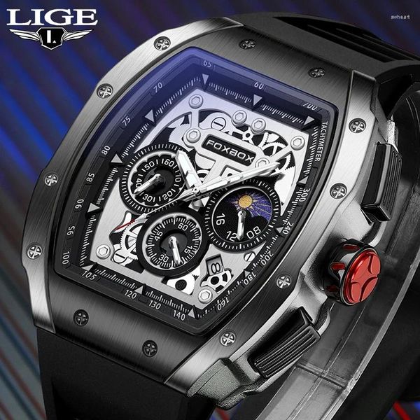 Relógios de pulso Lige Mens Watches Sport Quartz Watch For Men Luxury Top Brand Waterperperp Wrist Silicone relógio Relógio Masculino
