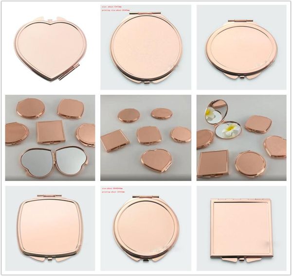 Nuovo sublimazione Blank Rose Golden Makeup Mirrors Sublimation Specchio cosmetico Trasferimento di trasferimento di consumo 9586834