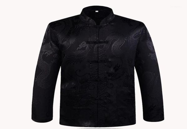 Men039S Jackets Brand Brand Chegada Black Chinês Tradicional Coleta Coleta Dragão Dragão Silk Tang Suitador Jaqueta
