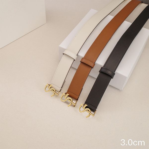 Belt Women Belt Fashion Smoothled Buckle Genuine Leather Belts 3 estilos opcionais a todos largura 3.0cm