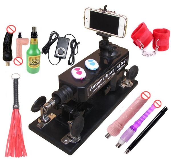 Automatisches Sex -Maschinengewehr -Set für Männer Frauen lieben Maschine mit Masturbation Cup Big Dildocuple Game Sex Handschellen und Leder W3181429