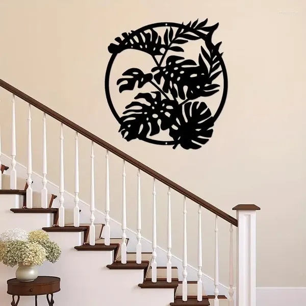 Decorações de jardim folhas tropicais escultura de parede preta decoração de decoração pendurada ornamento para a sala de estar na cozinha banheiro quarto inauguração