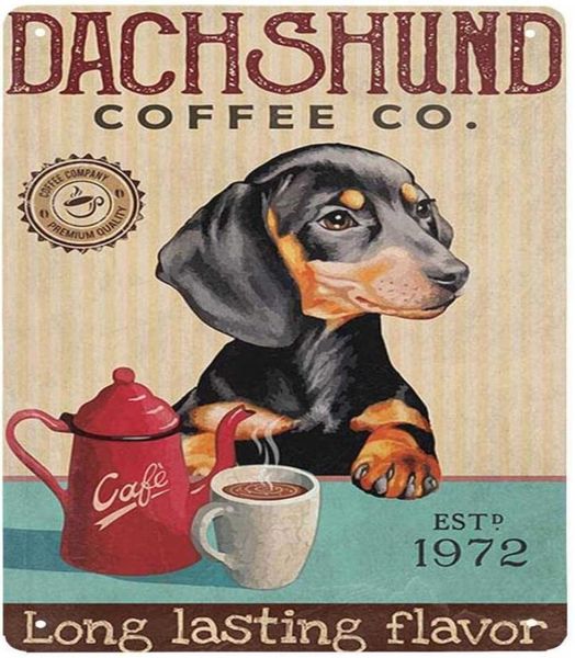 Компания Dachshund Dog Company Metal Знаки на открытом воздухе Metal Metal Tin Sign Vintage Sign для домашней кофейной стены декор 8x12 дюйма7026513