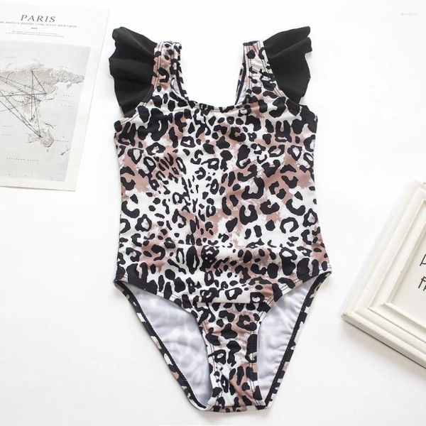 Frauen Badebekleidung Leopard Falbala Mädchen Kinder Ein Stück Badeanzug 3-8y Sommer Kinder Schwimmanzug Strandkleidung Baby Rüsche Monokini