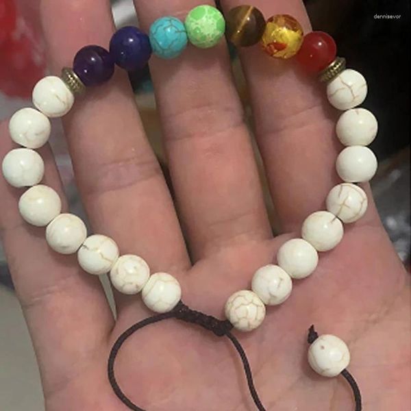 Strand sieben Chakren -Yoga -Energiearmband für Männer und Frauen Lapis Lazuli Tiger Augenstein Verstellbarer Geflecht Schmuck Geschenk