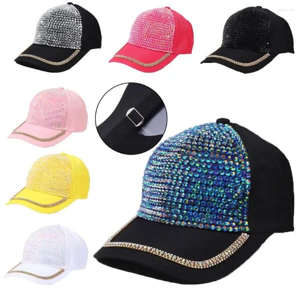 Ball Caps Cotton Rhinestones Baseball Outdoor Sports Luxury Regolabile paillettes luccicanti Cappelli solari per donne per donne