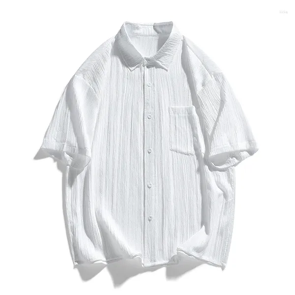 Camicie casual maschile 2024 camicia a maniche corte estiva per uomini abiti maschi di colore a colore solido