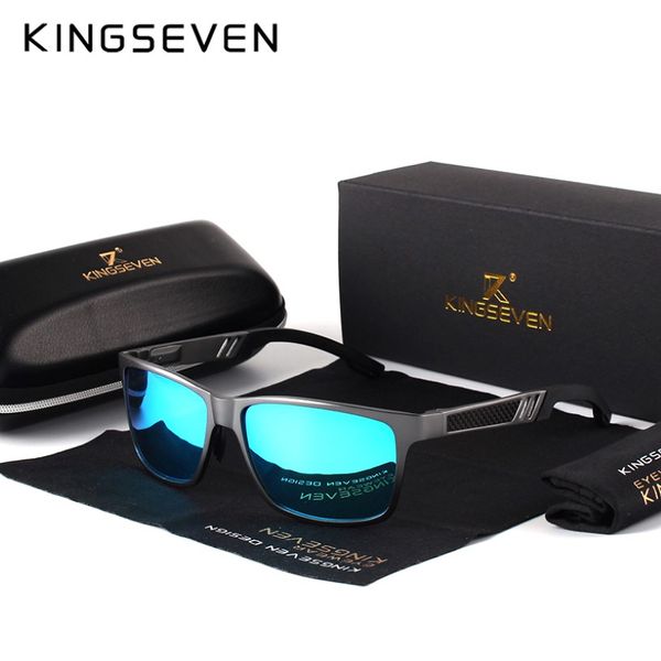 Kingseven uomini occhiali da sole polarizzati in alluminio magnesio occhiali da sole che guidavano sfumature rettangolo per uomini oculos maschile maschio t19123 249o