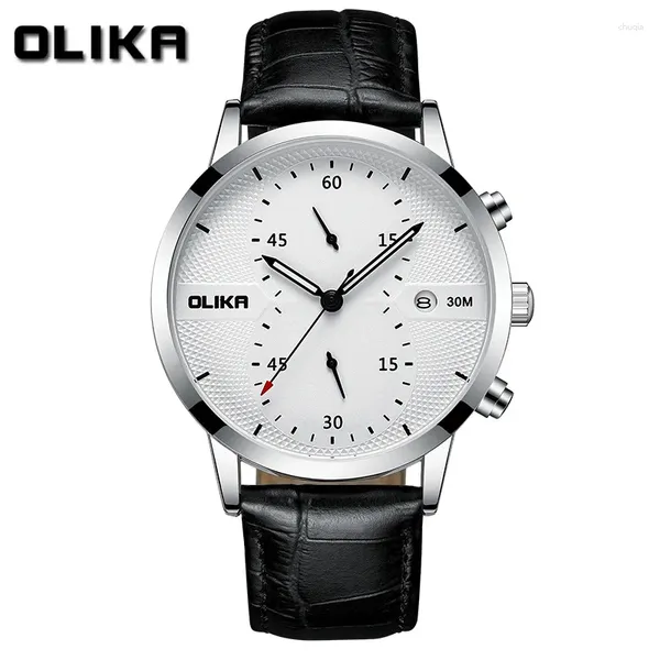 Armbanduhren Casual Large Dial Herren Uhr mit leuchtendem Kalender Multifunktionsquarz Chronographen wasserdicht