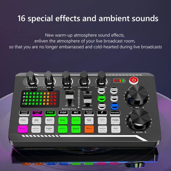 Instrument F998 Som Mixer Mixer Mixer Mixer Console 16 Efeito sonoro para Live DJ Game Game Audio Recording Som Mixer Console Amplificador