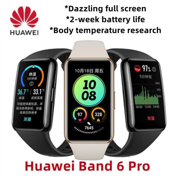 Armbänder Original Huawei Band 6 Pro Smart Band Blutsauerstoff 1.47 '' Amoled Screen Heart Free Tracker Smartband NFC 2 Wochen Akkulaufzeit
