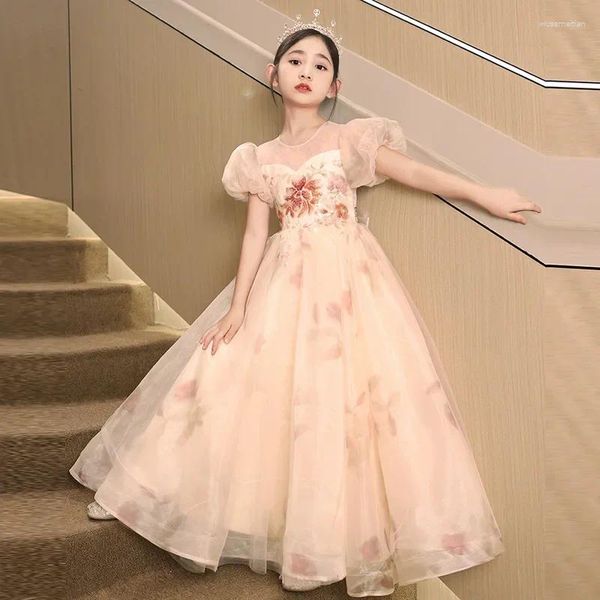 Vestidos de menina vestido de manga bolha do vestido princesa host wedding host Sweet Walk show