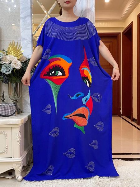 Abbigliamento etnico africano estate corta manica corta con grande sciarpa ad abito floreale con diamanti floreali sciolti boubou maxi islam donne cotone abaya