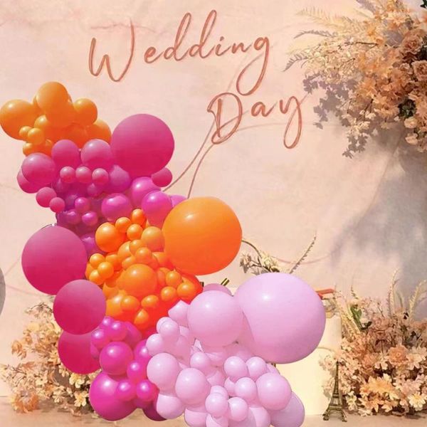Parti Dekorasyonu 5/10/18 inçler gül pembe turuncu metalik altın balon çelenk kemeri çok fazla doğum günü düğün sevgililer günü