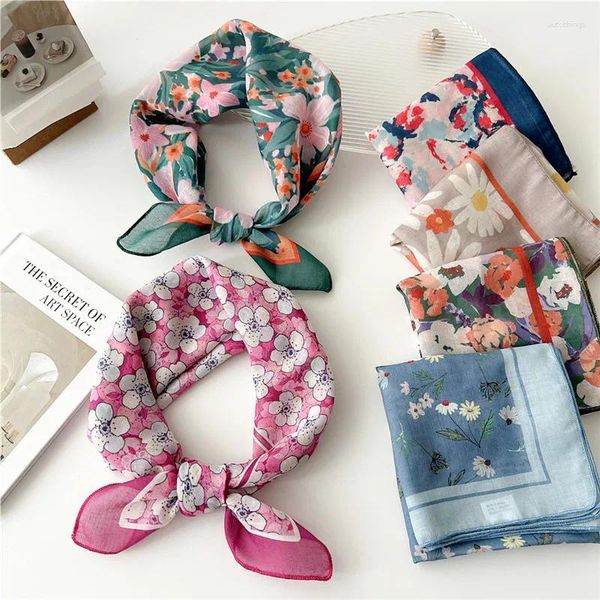 Schals drucken florale atmungsaktive quadratische Schalne Neckerchief Headwrap Blume Multi Zweck Kerchief Frauen Stirnband Bandana Haarband