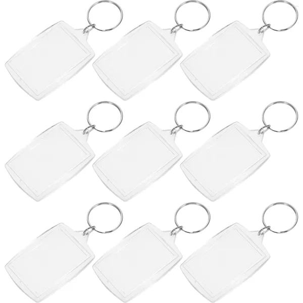 Teclados anéis de chaves po anéis retângulo transparente em branco inserir picturectring citador de keyring anel dividido diy