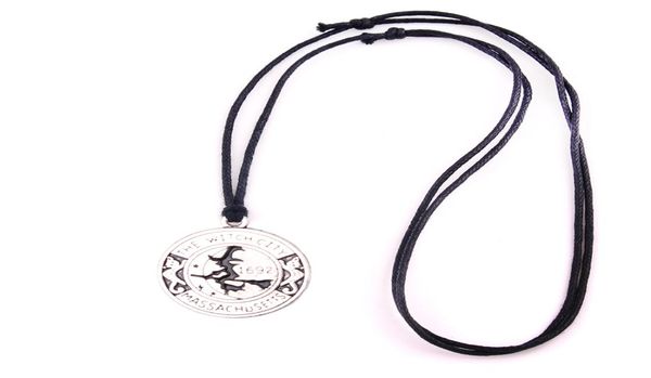 Witch Ciondolo Magic Amulet M Witch 1692 Moon Cat Broom Charm Collace Gioielli Assicurazione Trade Assurance Service4378868