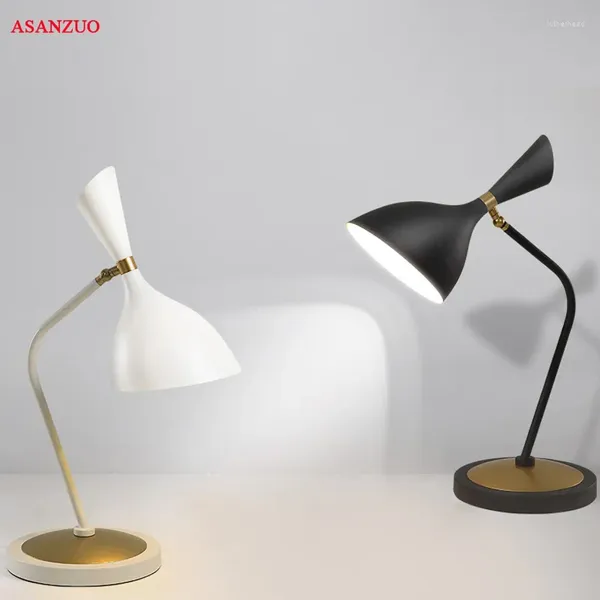 Lampade da tavolo Nordic Minimalista Cambiamento letto Modern Modern Soggiorno Desta Studio Black Bianco